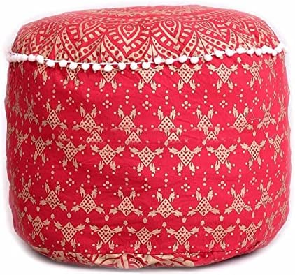 18 Indian Mandala Square Ottoman Handmade Pouf Cover Footstool Seating  Cover